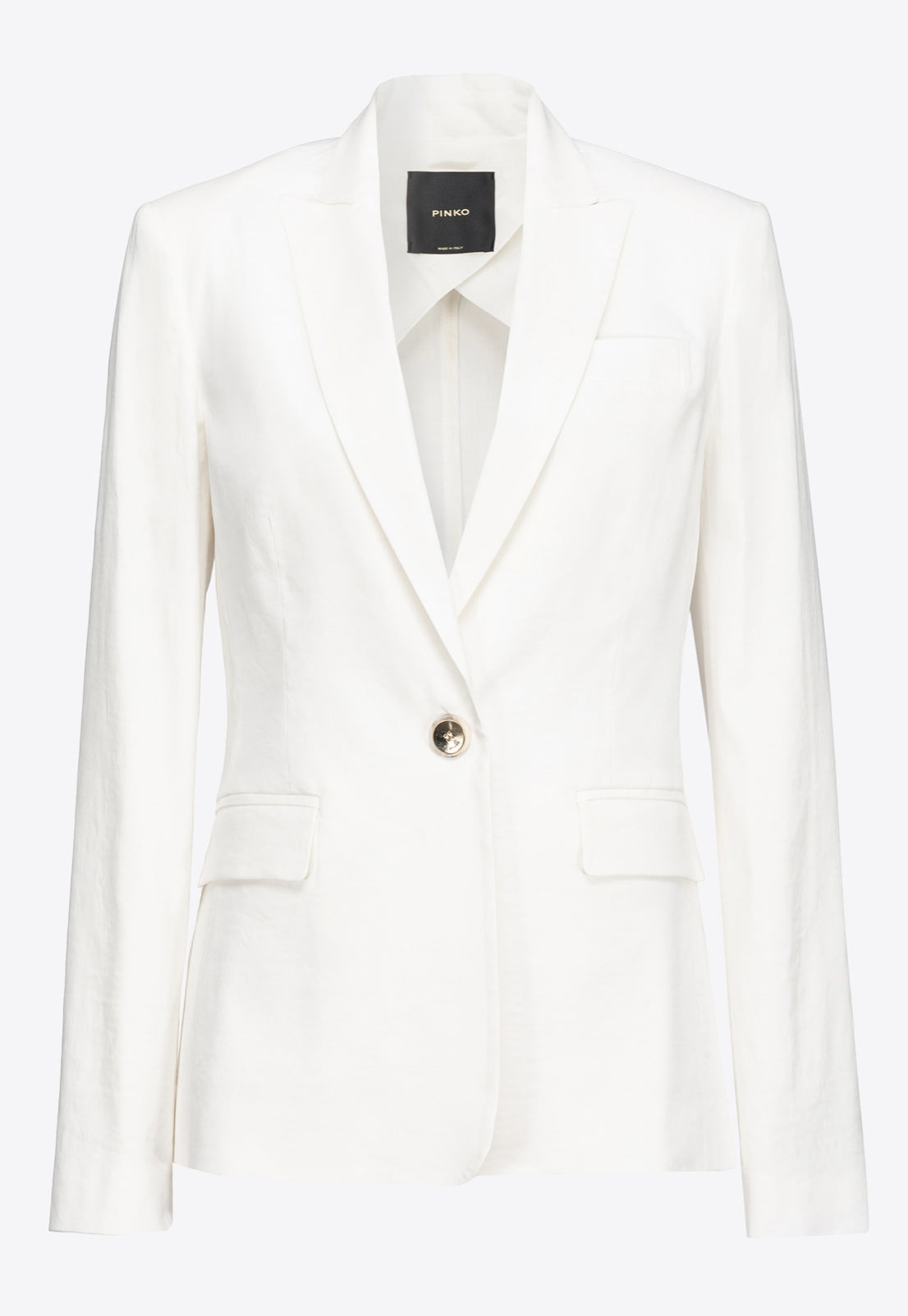 PINKO BLAZER MONOPETTO IN LINO STRETCH EQUILIBRATO BIANCO