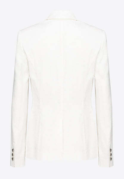 PINKO BLAZER MONOPETTO IN LINO STRETCH EQUILIBRATO BIANCO