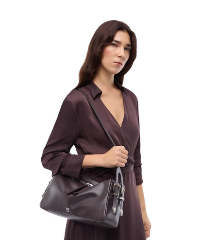 PINKO Borsa 24 Classic Vitello New Biker 106676-A2JG Marrone Marasca