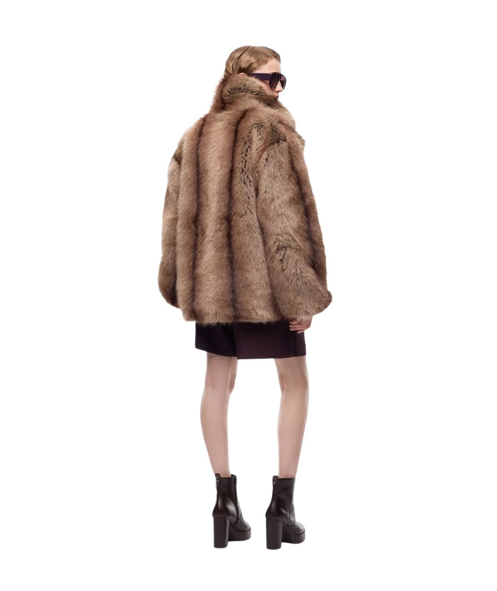PINKO Caban Over Effetto Pelliccia Caladenia 107046-A3C6 Beige