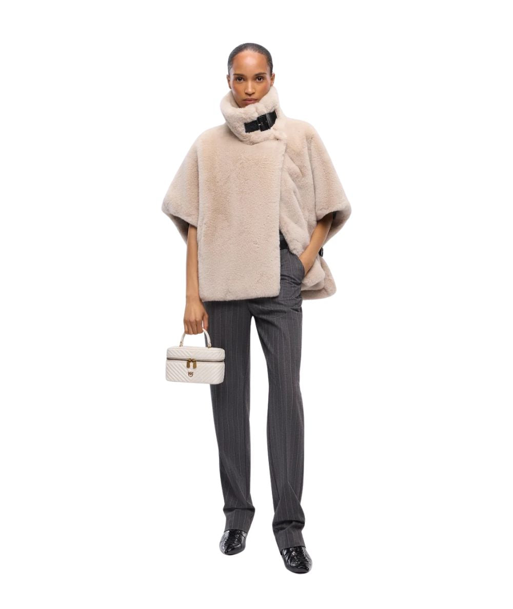 PINKO Cappa Effetto Pelliccia New Comodino 107043-A3E7 Beige