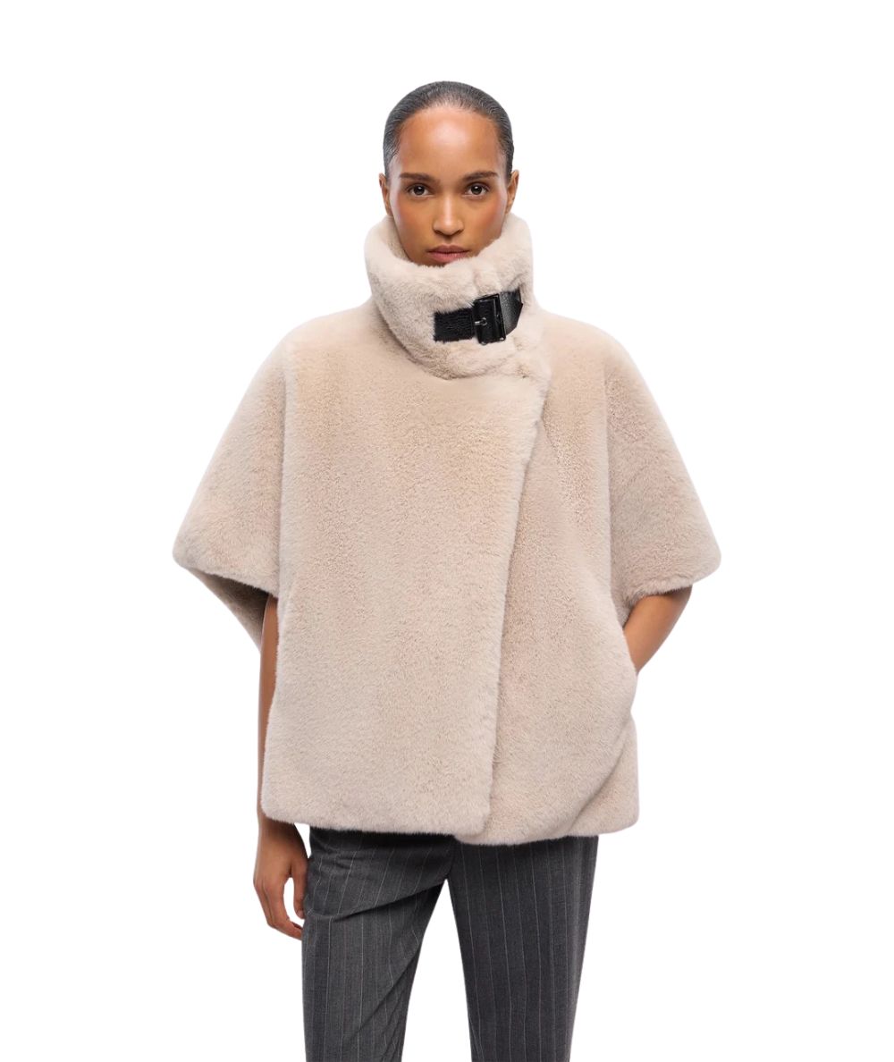 PINKO Cappa Effetto Pelliccia New Comodino 107043-A3E7 Beige