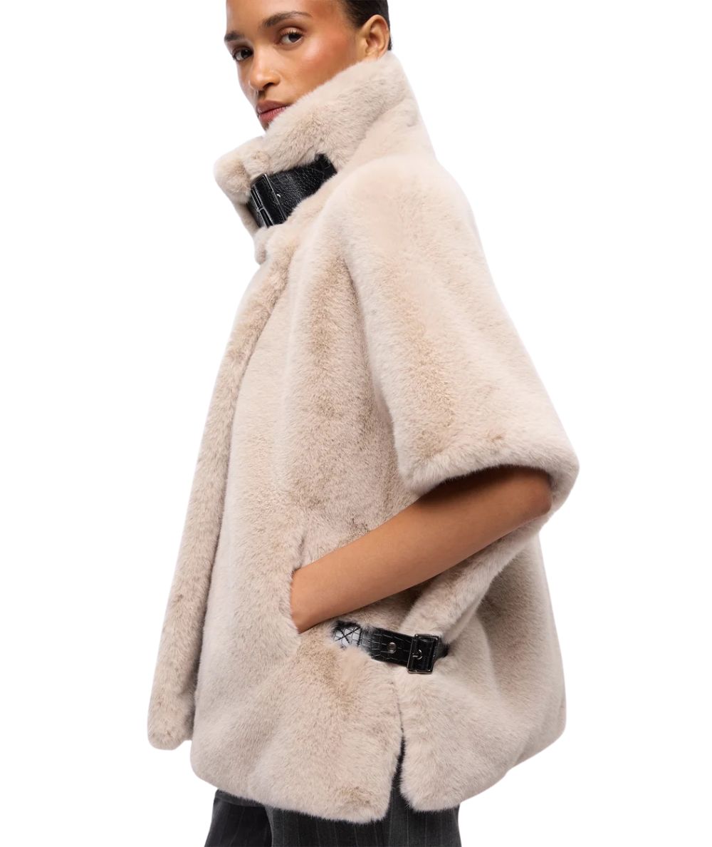 PINKO Cappa Effetto Pelliccia New Comodino 107043-A3E7 Beige