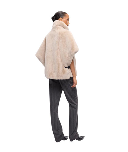 PINKO Cappa Effetto Pelliccia New Comodino 107043-A3E7 Beige