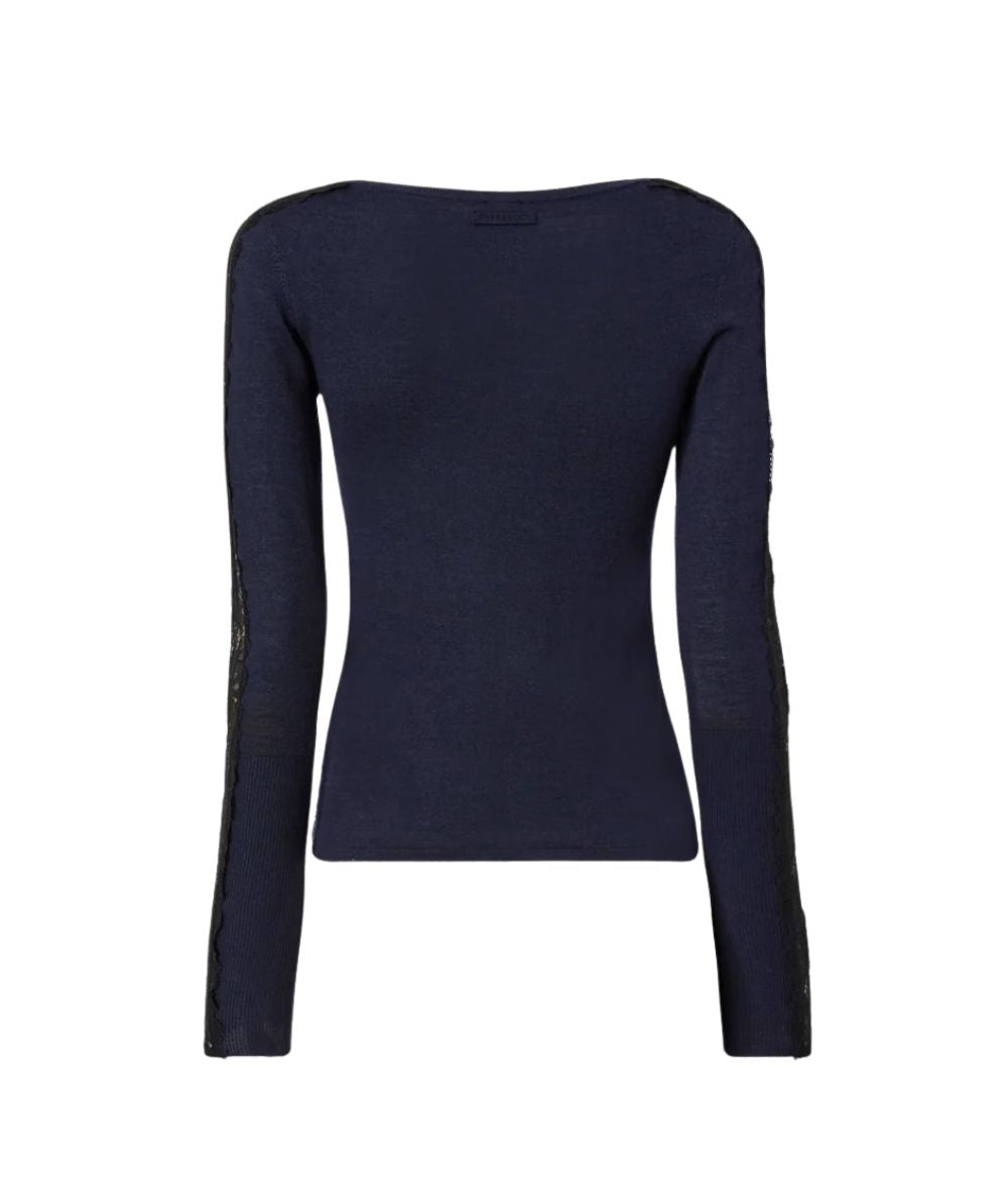 PINKO Cardigan in Lana con Pizzo Urlo 107774-A3O1 Blu