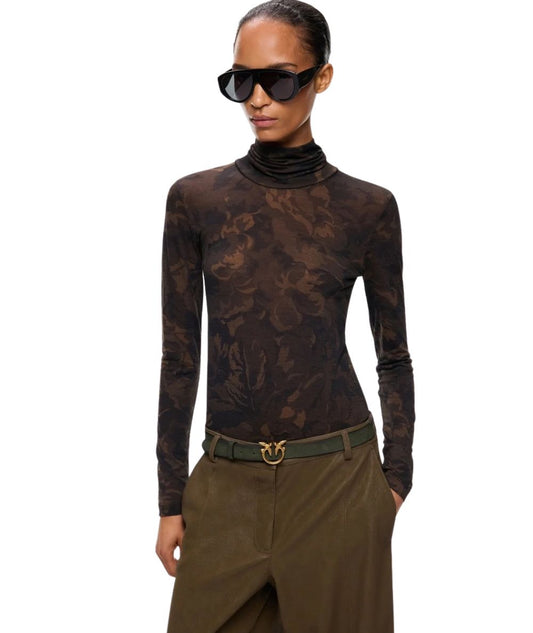 PINKO Dolcevita in Jersey di Misto Lana Brendola 107735-A3MT Verde Nero