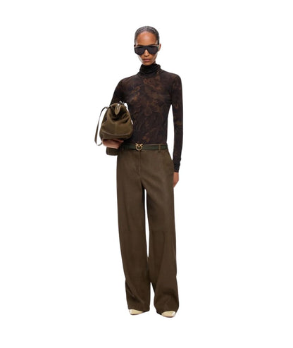 PINKO Dolcevita in Jersey di Misto Lana Brendola 107735-A3MT Verde Nero
