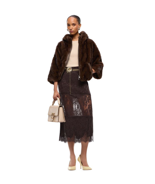 PINKO Giacca Blouson con Cappuccio Cadetia 107054-A3C5 Marrone