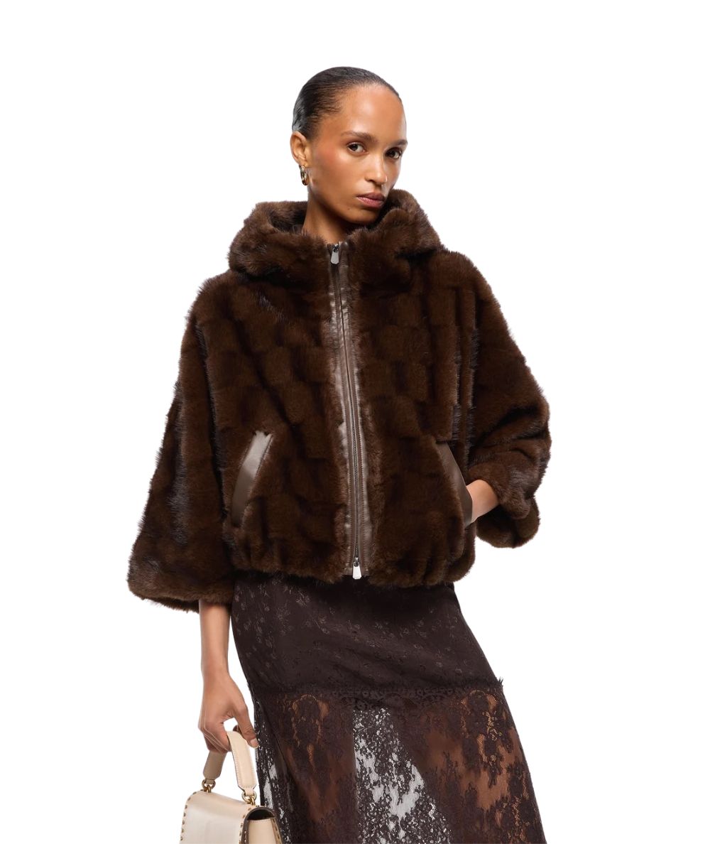 PINKO Giacca Blouson con Cappuccio Cadetia 107054-A3C5 Marrone