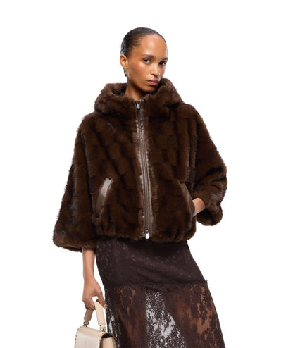 PINKO Giacca Blouson con Cappuccio Cadetia 107054-A3C5 Marrone