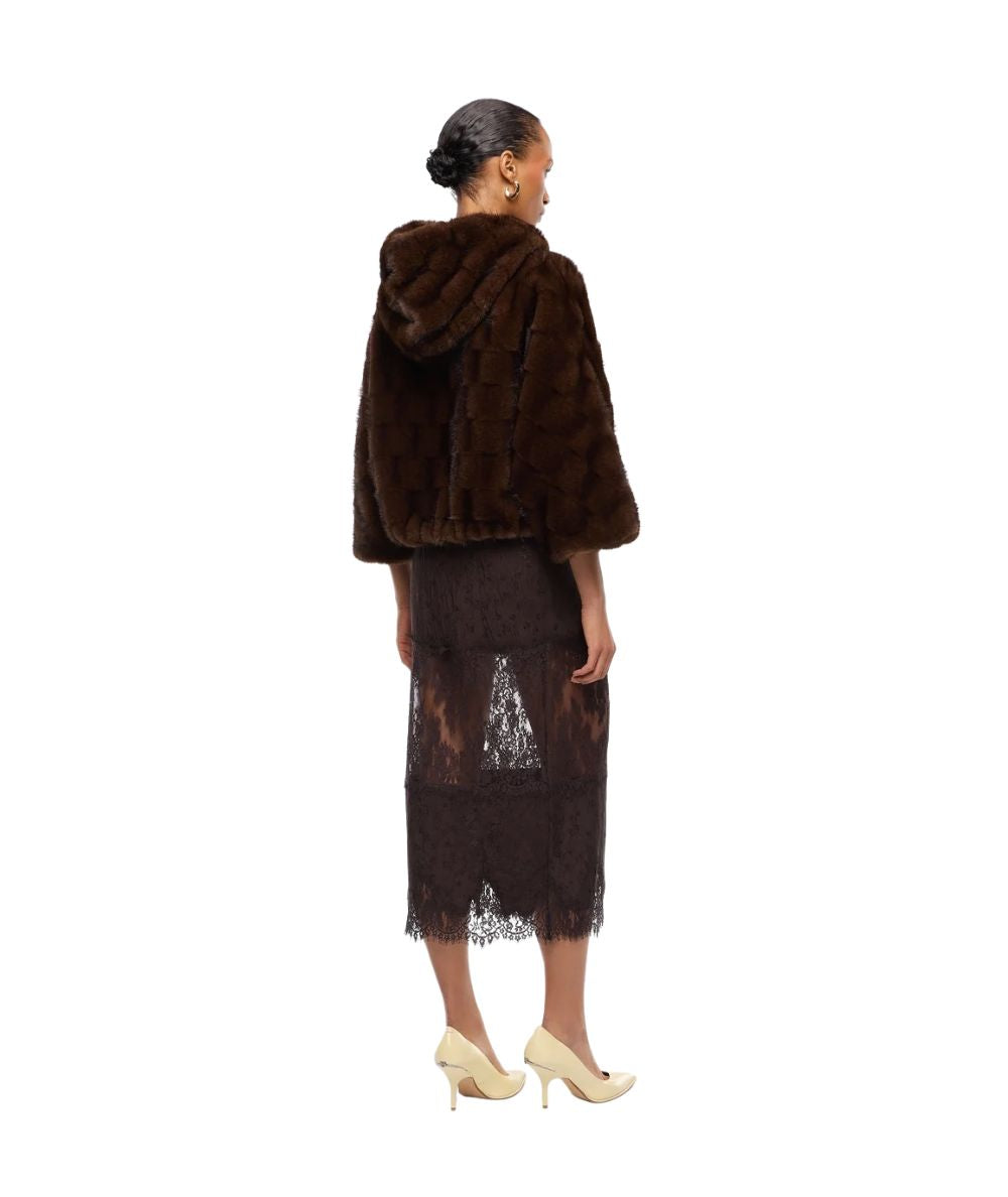PINKO Giacca Blouson con Cappuccio Cadetia 107054-A3C5 Marrone