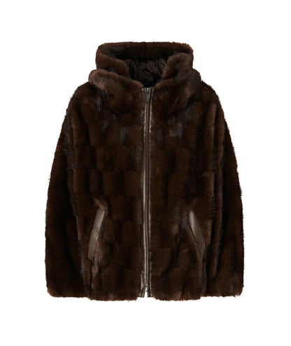 PINKO Giacca Blouson con Cappuccio Cadetia 107054-A3C5 Marrone