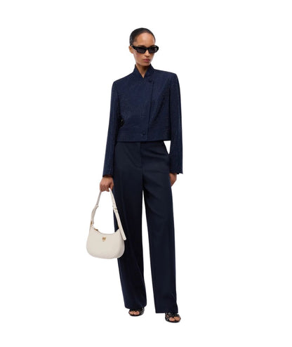 PINKO Giacca Cropped con Strass Morasca 107673-A3M0 Blu