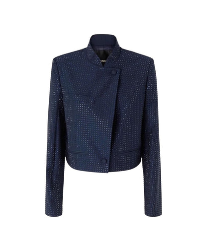 PINKO Giacca Cropped con Strass Morasca 107673-A3M0 Blu