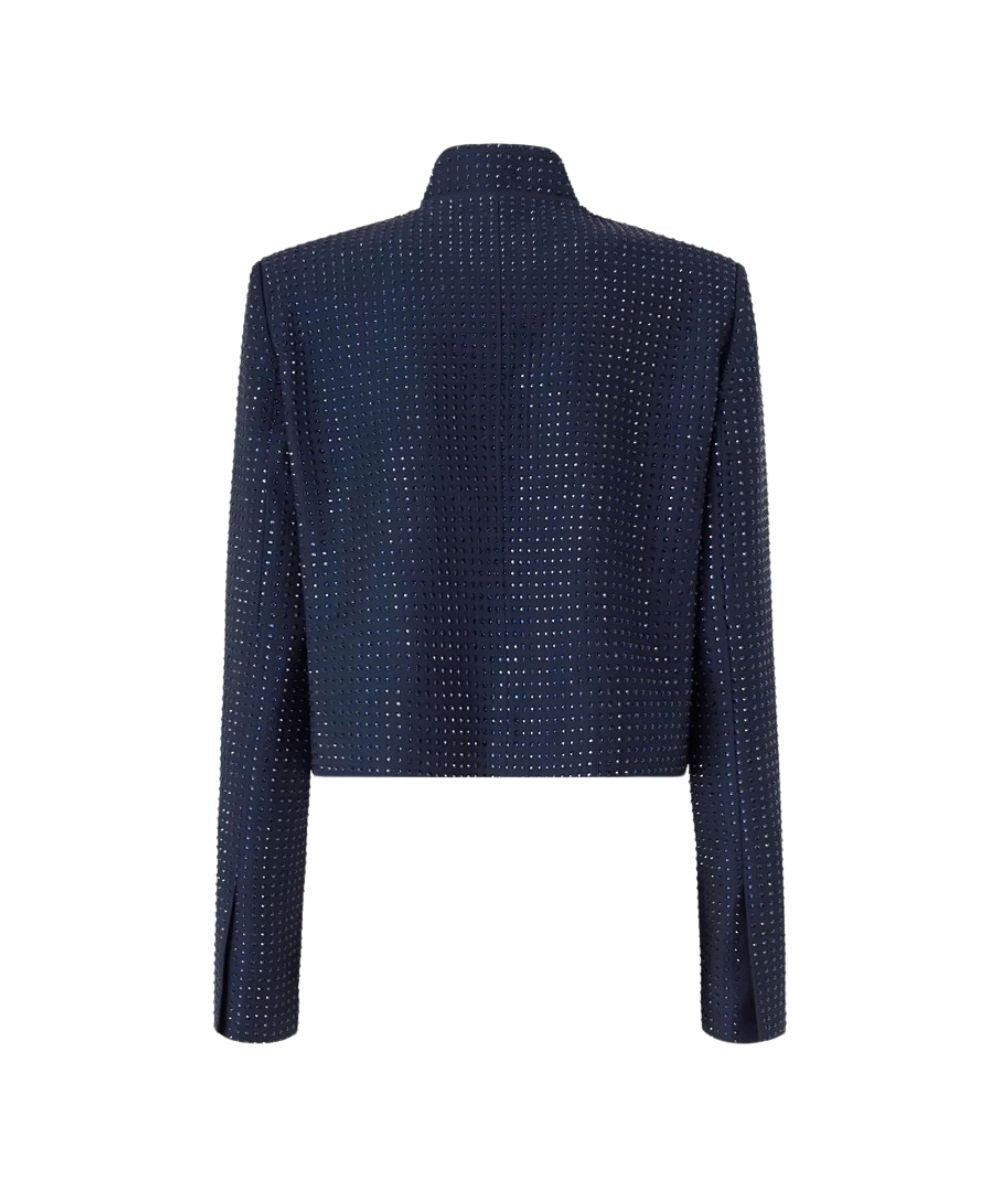 PINKO Giacca Cropped con Strass Morasca 107673-A3M0 Blu