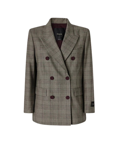 PINKO Giacca Doppio Petto New Guinea 105617-A3FF Beige Bordeaux Nero
