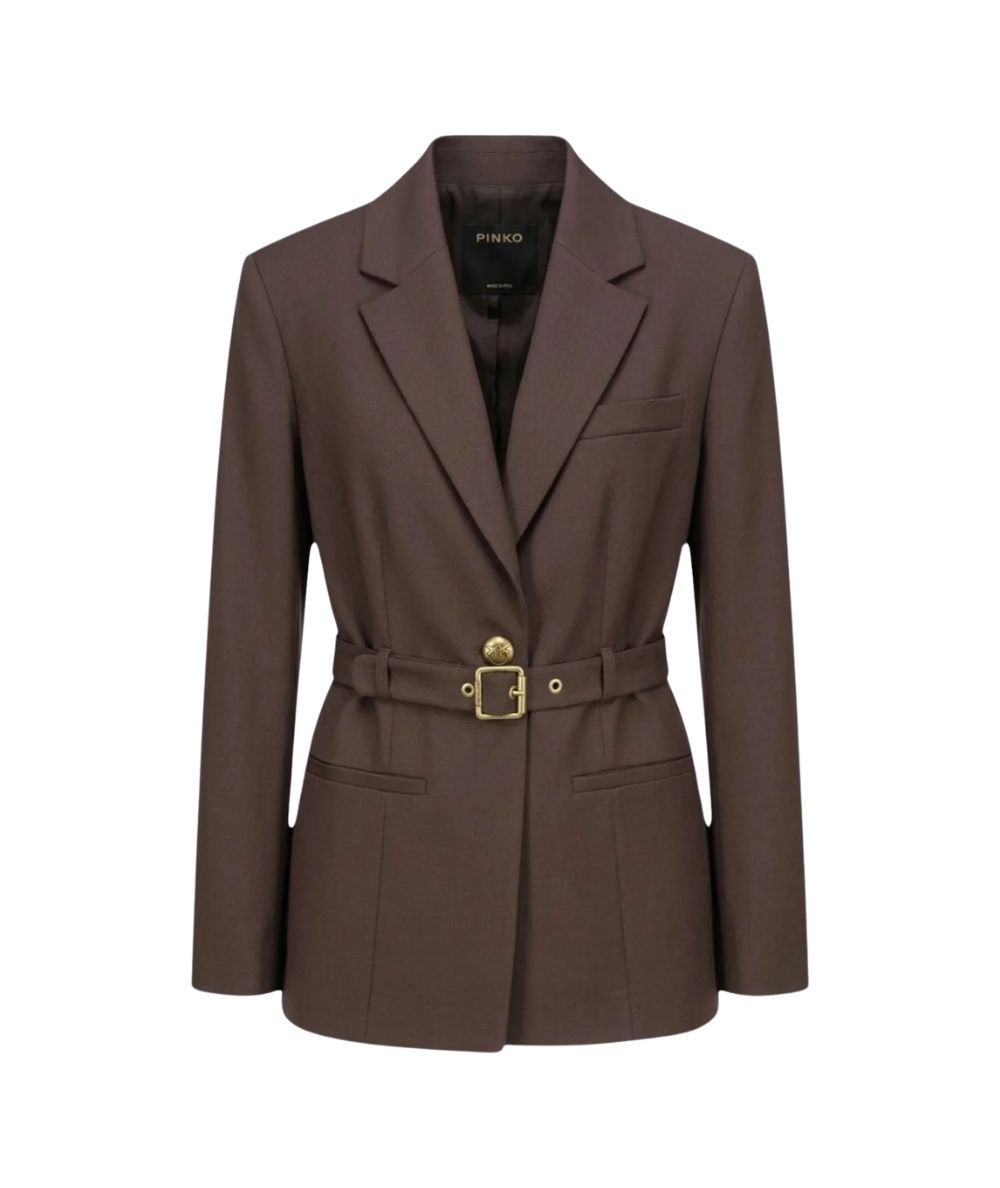 PINKO Giacca Monopetto in Misto Lana Vitiano 107864-A3MS Marrone