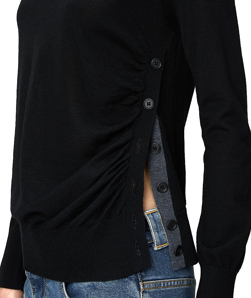 PINKO WOLLPULLOVER MIT SEITLICHER KNÖPFEN SCHWARZ