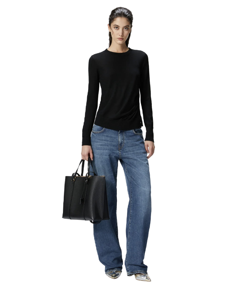 PINKO MAGLIA IN LANA CON ABBOTTONATURA LATERALE DIRASPATURA NERO