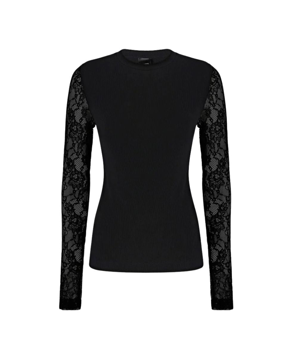 PINKO Maglia con Dettagli Pizzo Fucecchio 107524-A3K6 Nero