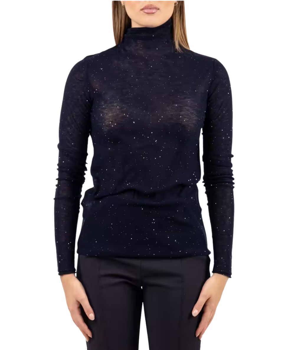 PINKO Maglia con Micro Paillettes Moss 105821-A2PM Blu