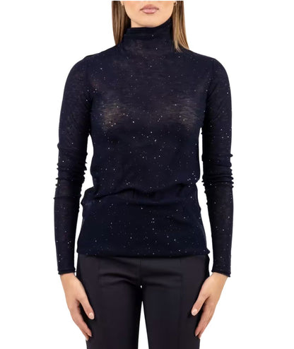 PINKO Maglia con Micro Paillettes Moss 105821-A2PM Blu