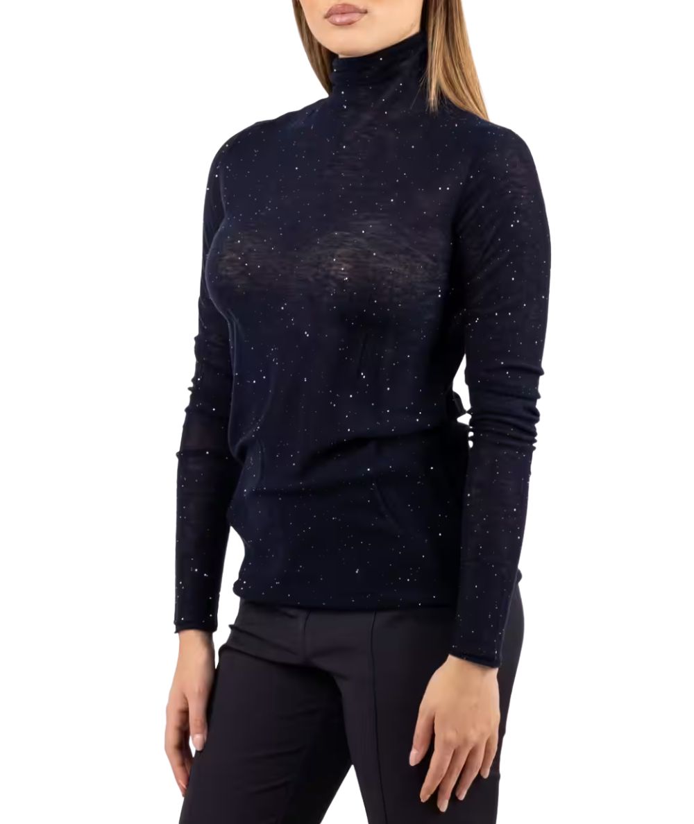 PINKO Maglia con Micro Paillettes Moss 105821-A2PM Blu