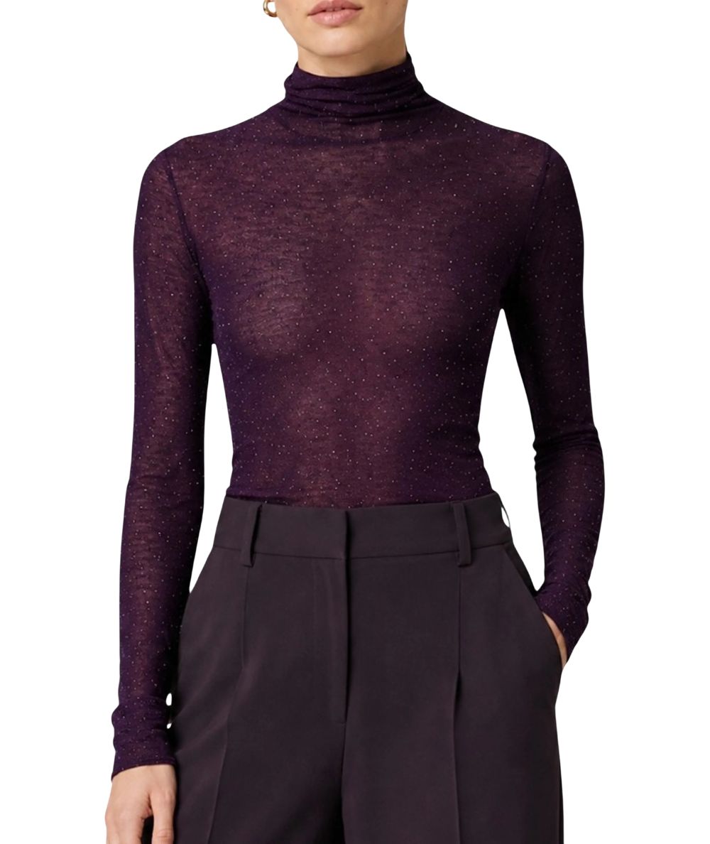 PINKO Maglia con Micro Paillettes Moss 105821-A2PM Viola