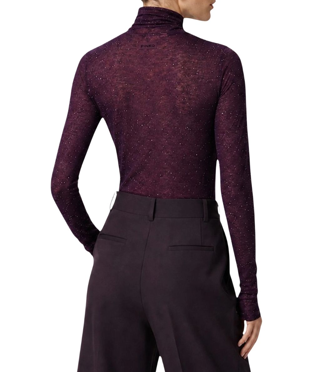 PINKO Maglia con Micro Paillettes Moss 105821-A2PM Viola