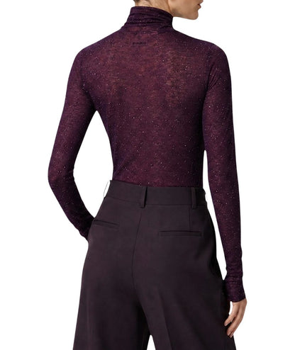 PINKO Maglia con Micro Paillettes Moss 105821-A2PM Viola
