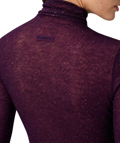 PINKO Maglia con Micro Paillettes Moss 105821-A2PM Viola