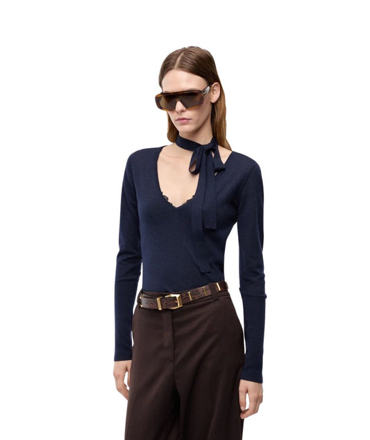 PINKO Maglia con Pizzo e Fusciacca Soffio 107775-A3O1  Blu
