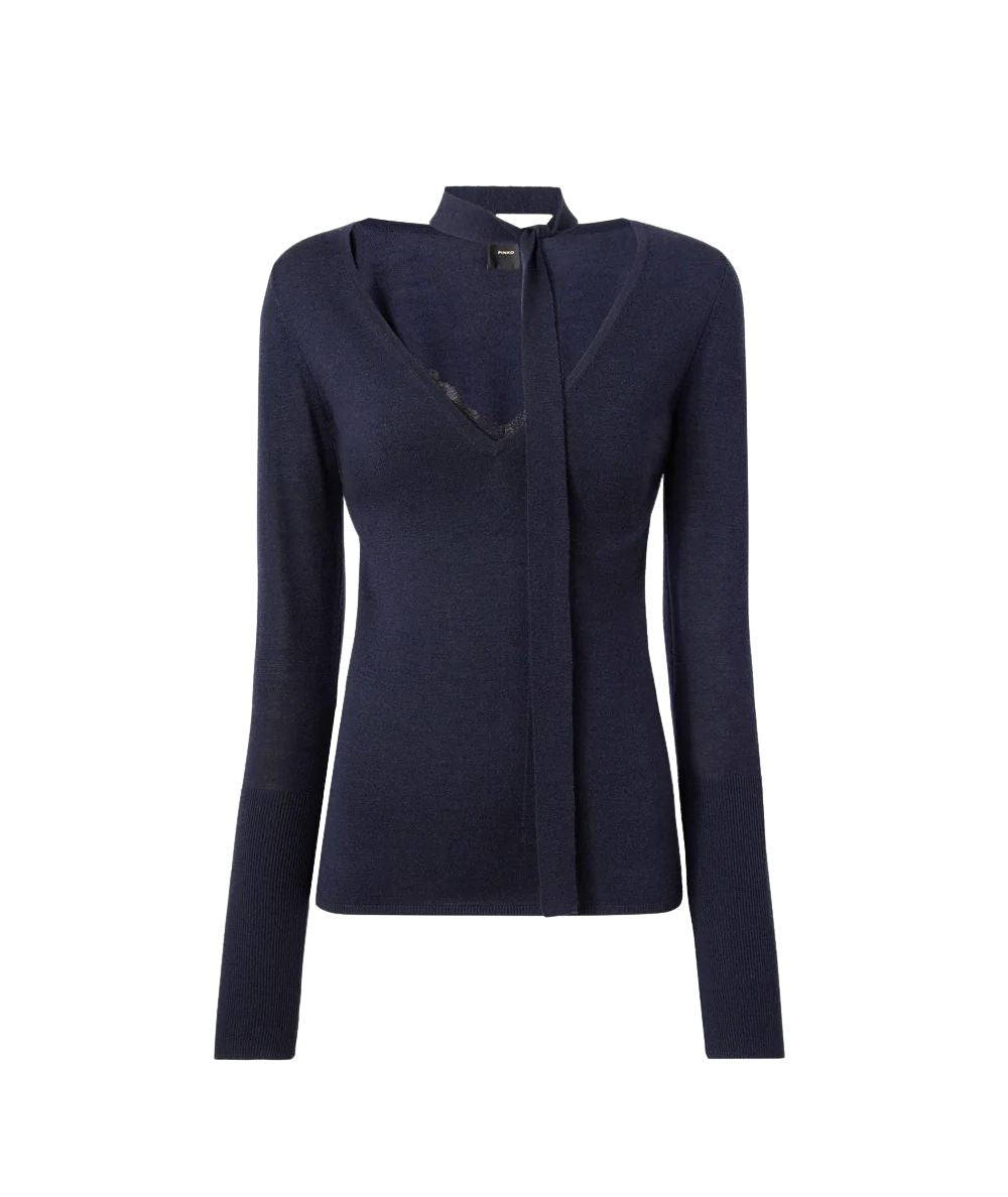 PINKO Maglia con Pizzo e Fusciacca Soffio 107775-A3O1  Blu