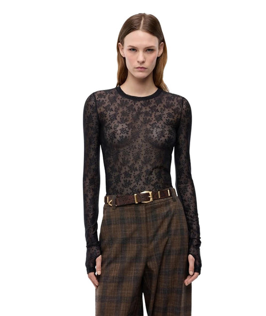 PINKO Maglia in Pizzo Stretch Casalferro 107805-A3OJ Nero