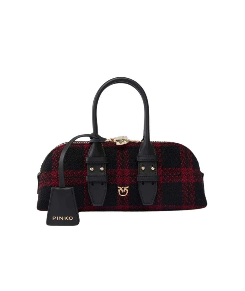 PINKO Mini Borsa Bowling Bag Horizontal 105334-A3NQ Nero Rosso
