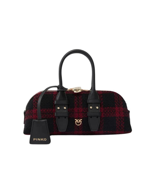 PINKO Mini Borsa Bowling Bag Horizontal 105334-A3NQ Nero Rosso
