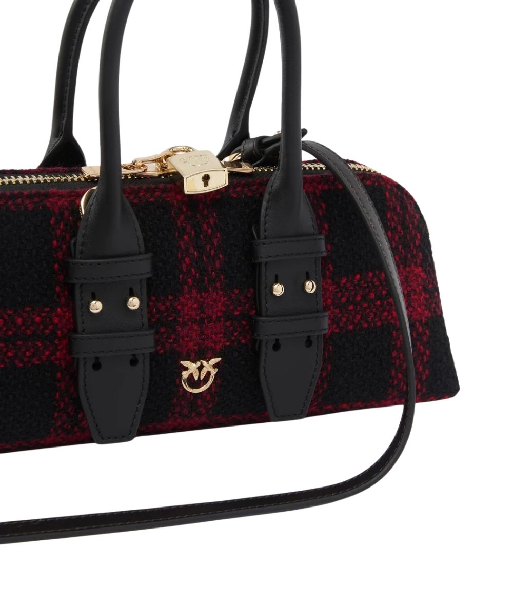 PINKO Mini Borsa Bowling Bag Horizontal 105334-A3NQ Nero Rosso