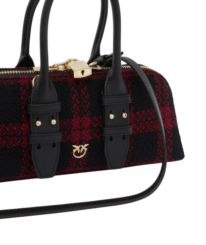 PINKO Mini Borsa Bowling Bag Horizontal 105334-A3NQ Nero Rosso