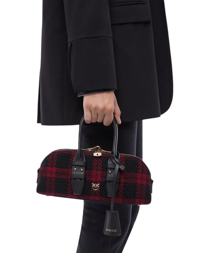 PINKO Mini Borsa Bowling Bag Horizontal 105334-A3NQ Nero Rosso