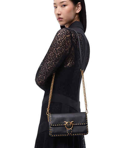 PINKO Mini Borsa Love One Slouchy Mn. Studs Bag 107665-A2JG Nero