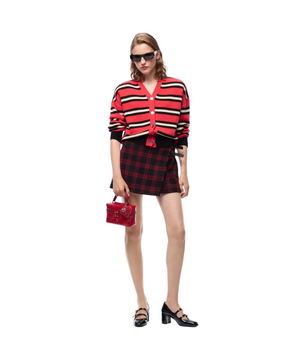 PINKO Minigonna a Portafoglio a Quadri Grevillea 107435-A3GN Nero Rosso