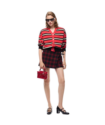 PINKO Minigonna a Portafoglio a Quadri Grevillea 107435-A3GN Nero Rosso