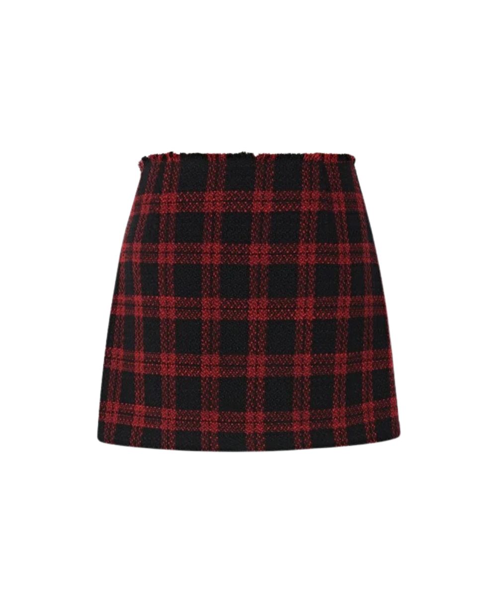 PINKO Minigonna a Portafoglio a Quadri Grevillea 107435-A3GN Nero Rosso