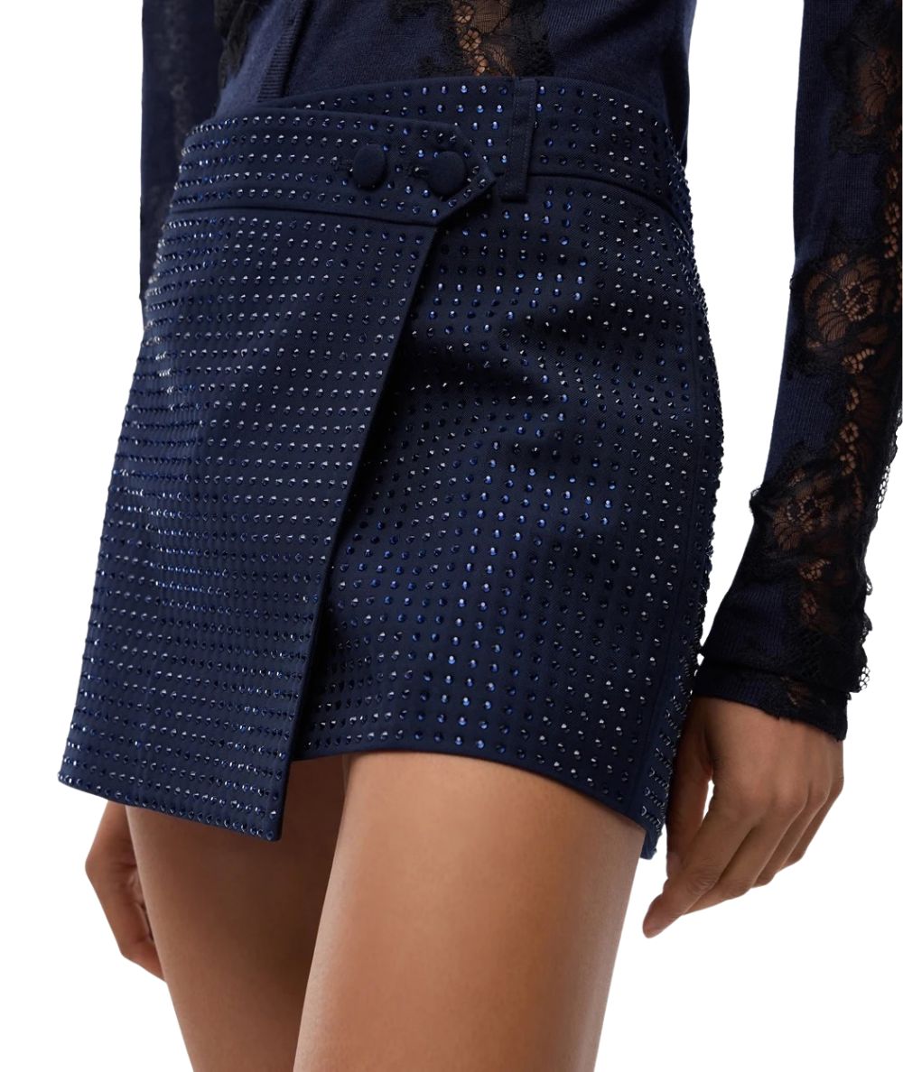 PINKO Minigonna a Portafoglio con Strass Soave 107674-A3M0 Blu