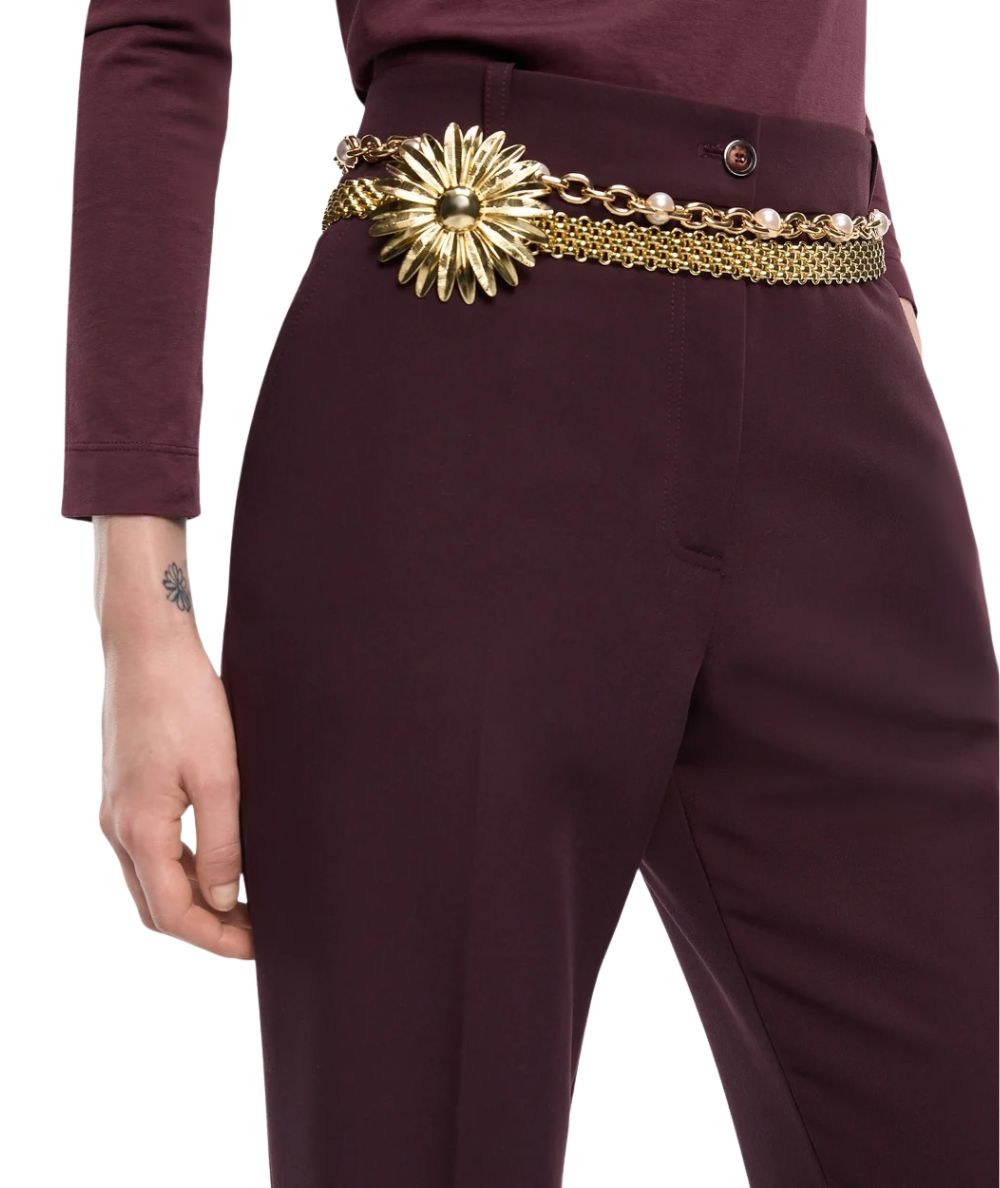 PINKO Pantalone a Palazzo Petalo 107214-A18E Bordeaux Scuro
