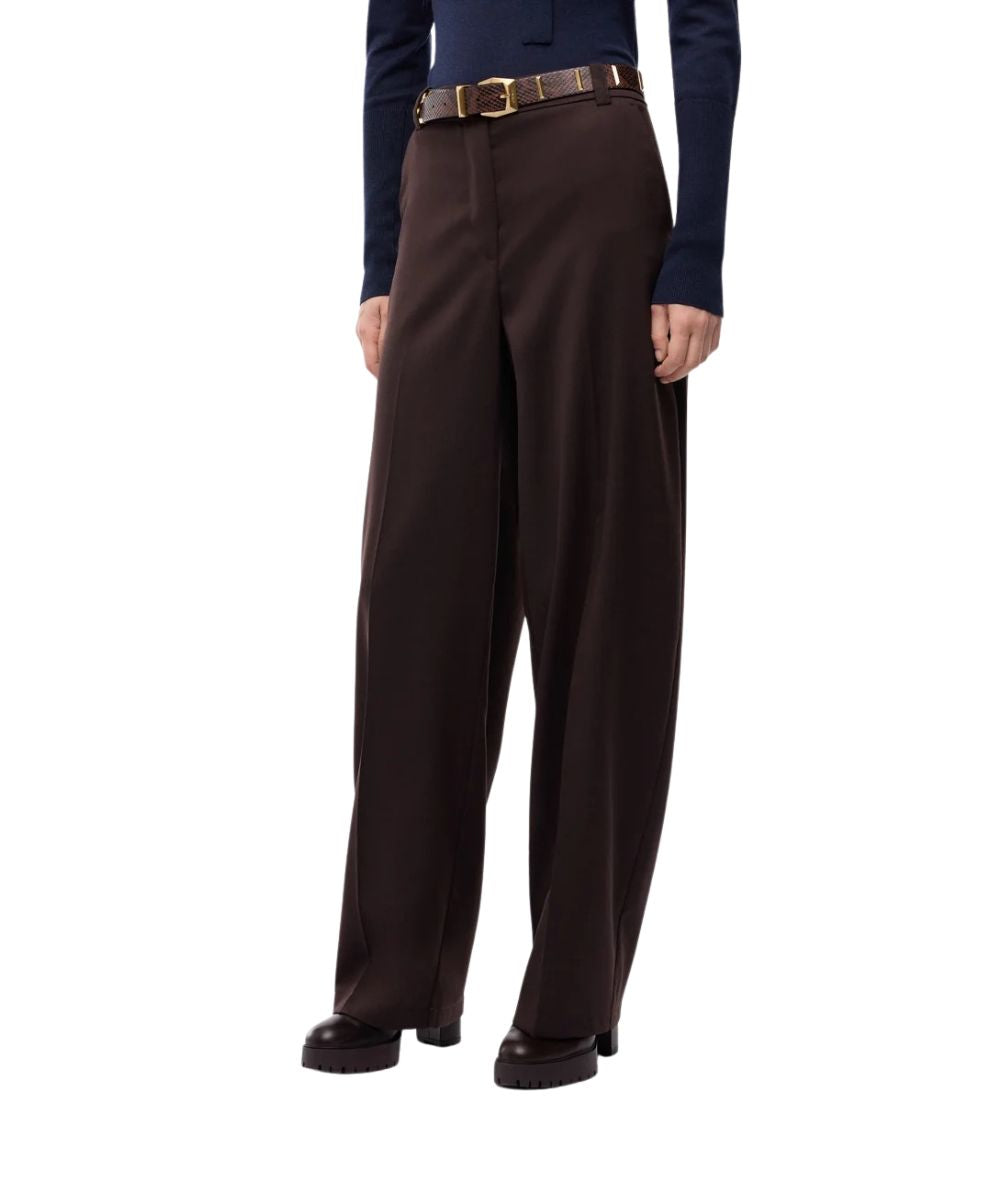 PINKO Pantaloni Barrel Fit in Misto Lana Balbino 107712-A3MS Marrone