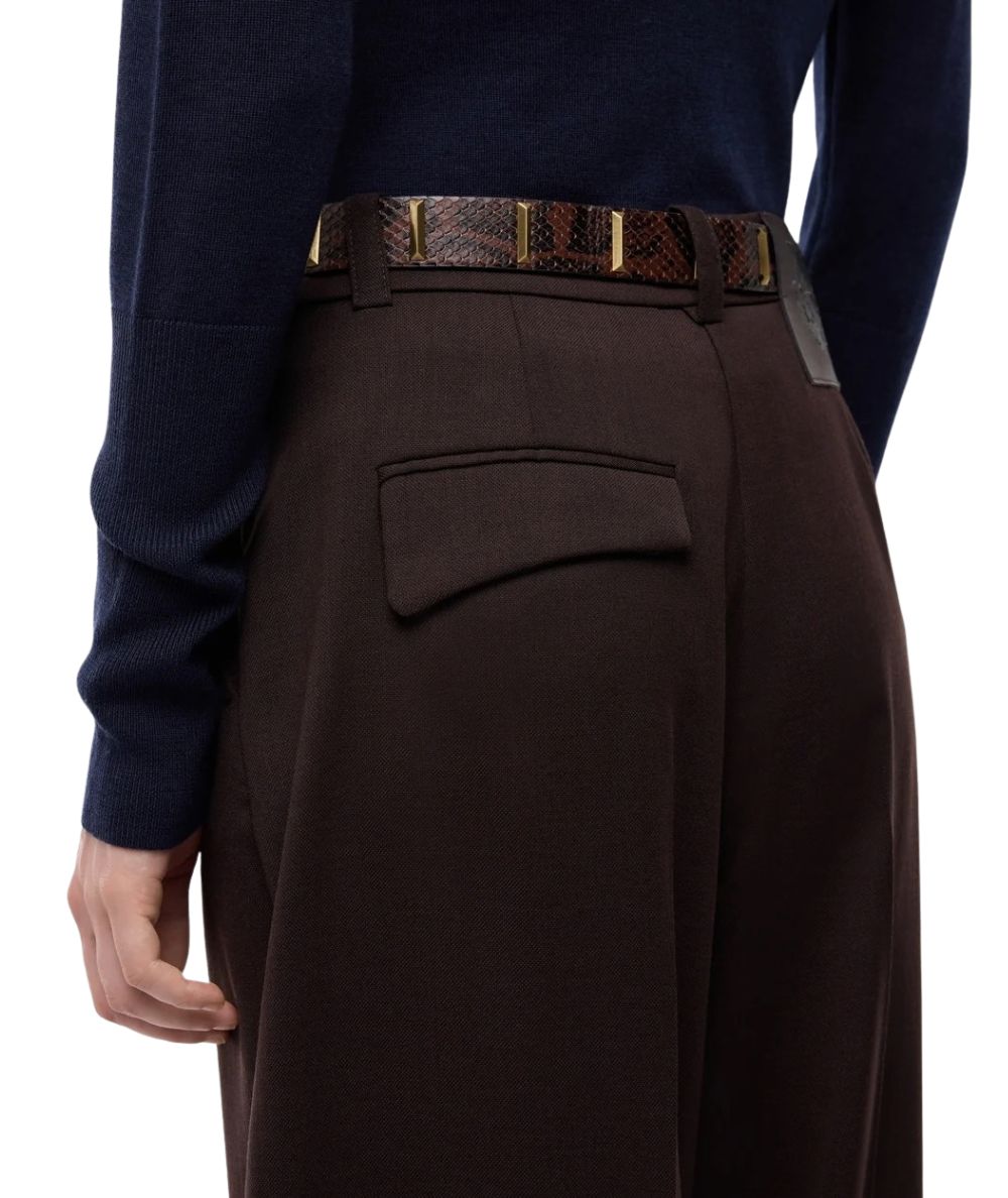 PINKO Pantaloni Barrel Fit in Misto Lana Balbino 107712-A3MS Marrone