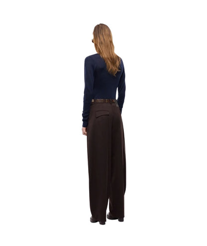 PINKO Pantaloni Barrel Fit in Misto Lana Balbino 107712-A3MS Marrone
