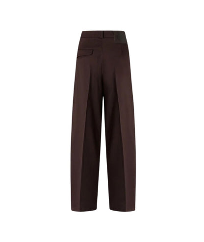 PINKO Pantaloni Barrel Fit in Misto Lana Balbino 107712-A3MS Marrone