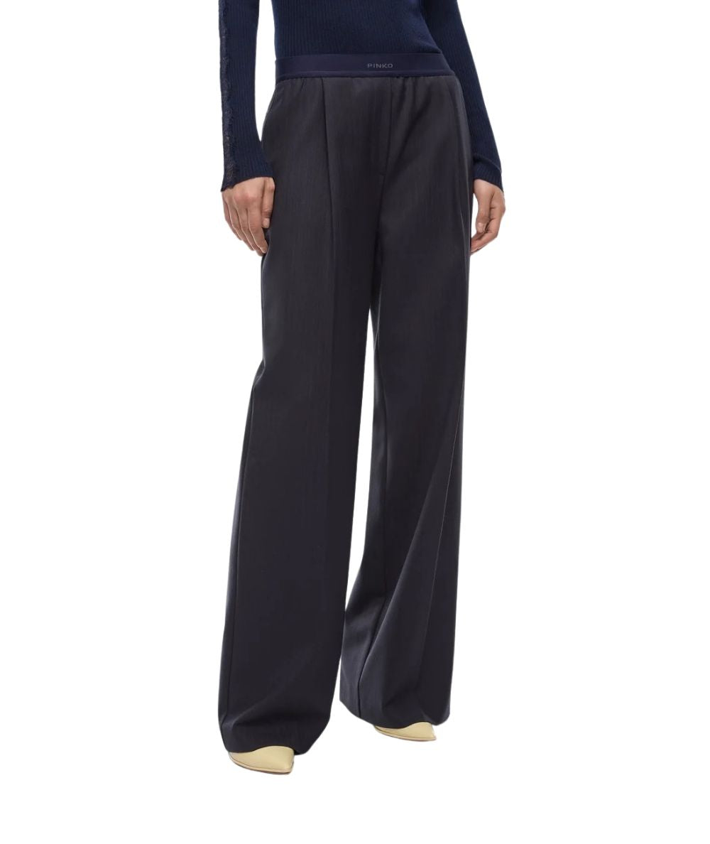 PINKO Pantaloni a Palazzo in Misto Lana Phaius 107560-A3IF Blu
